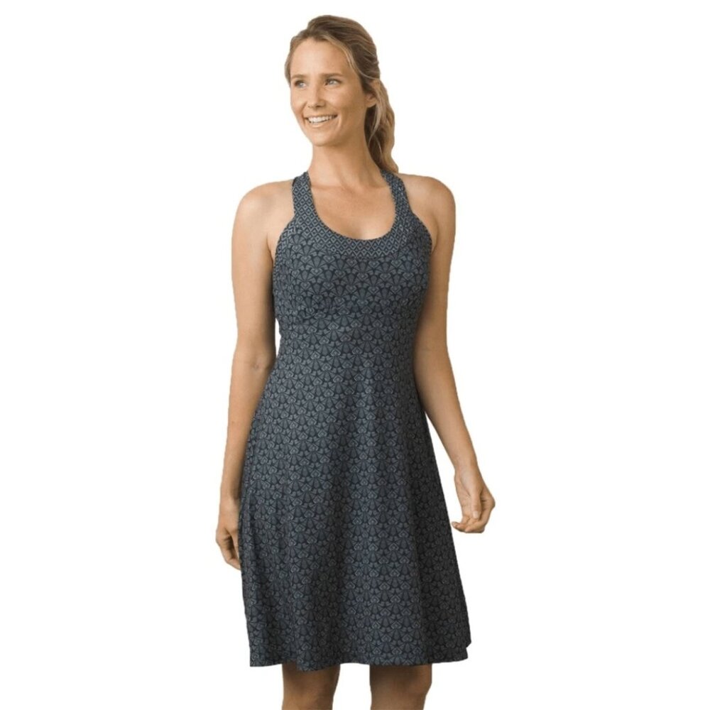 💙💖 Prana Quinn Halter Neck Racerback Activewear Dress Granola Hiking Outdoor